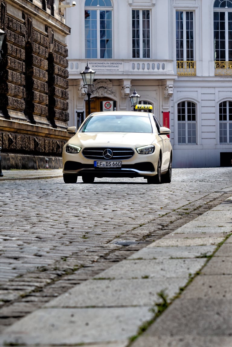 Mercedes-Benz E-Class taxi in Dresden city center
